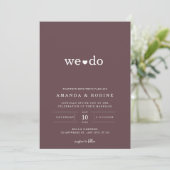 Moderne "We Do" Elegante bruiloft uitnodiging (Staand voorkant)