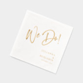 Moderne We Do Elegante Script Op Maat Trouw Goud Folie Servetten (Links)