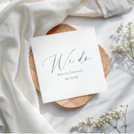 Moderne 'We Do' Koppelnamen Script Bruiloft Servet