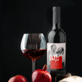 Moderne We Doen Rood Wit Penseel Script Trouwfoto Wijn Etiket