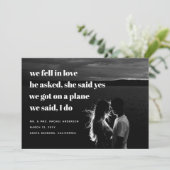Moderne 'We Eloped'-aankondiging | Elopement Kaart (Staand voorkant)