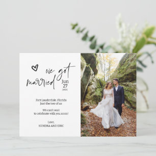 Moderne We Got Married Verrassings Huwelijksfotoka Kaart