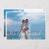 Moderne 'We Got Married' witte script huwelijksfot Aankondiging (Voorkant / Achterkant)