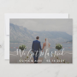 Moderne We Got Married Witte Script Trouwfoto Aankondiging