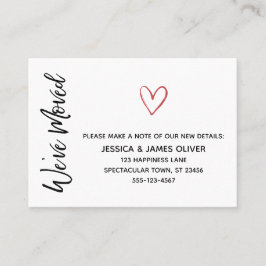 Moderne "We hebben bewogen" Kaart met rode Waterve Visitekaartje