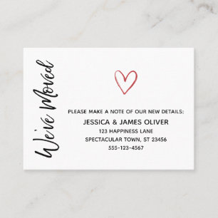 Moderne "We hebben bewogen" Kaart met rode Waterve Visitekaartje