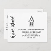 Moderne "We hebben verplaatst" Kaart w / kleine hu (Voorkant / Achterkant)