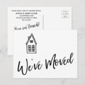 Moderne "We hebben verplaatst" Kaart w / kleine hu (Voorkant / Achterkant)