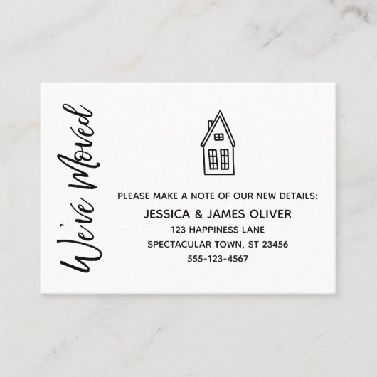 Moderne "We hebben verplaatst" Kaart w / kleine hu Visitekaartje (Voorkant)