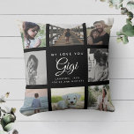 Moderne we houden van GIGI Moederdag Foto Collage Kussen<br><div class="desc">We houden van je,  Gigi: Voor de beste oma ooit in je leven gooit een moderne,  trendy instagram familiefilm kussens met chic script-typografie en je persoonlijke naam en boodschap. Dit is de elegante zwarte versie.</div>