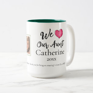 Moderne 'We Love Our Aunt' op maat gemaakte mok me
