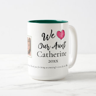 Moderne 'We Love Our Aunt' op maat gemaakte mok me