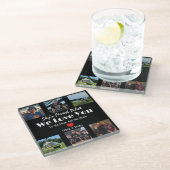 Moderne 'We Love You' Custom Fotocollage Glazen Onderzetter (Schuin)