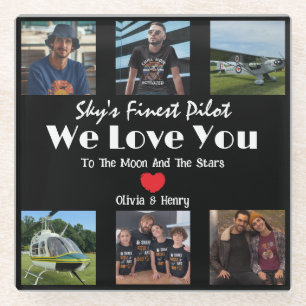 Moderne 'We Love You' Custom Fotocollage Glazen Onderzetter