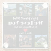 Moderne 'We Love You' Custom Fotocollage Glazen Onderzetter (Achterkant)