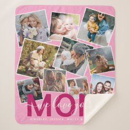 Moderne 'We Love You' Fotocollage Moeder Sherpa Deken