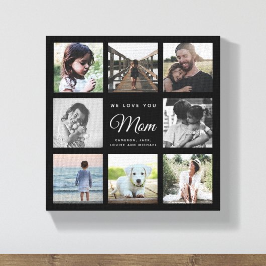 Moderne WE LOVE YOU Moeder Moederdag Fotocollage Canvas Afdruk