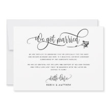 Moderne 'We zijn getrouwd'-trouw-/wegloopaankondig