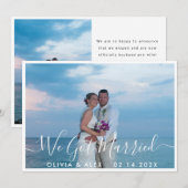 Moderne 'We Zijn Getrouwd' Witte Script Trouwfoto Aankondiging (Voorkant / Achterkant)