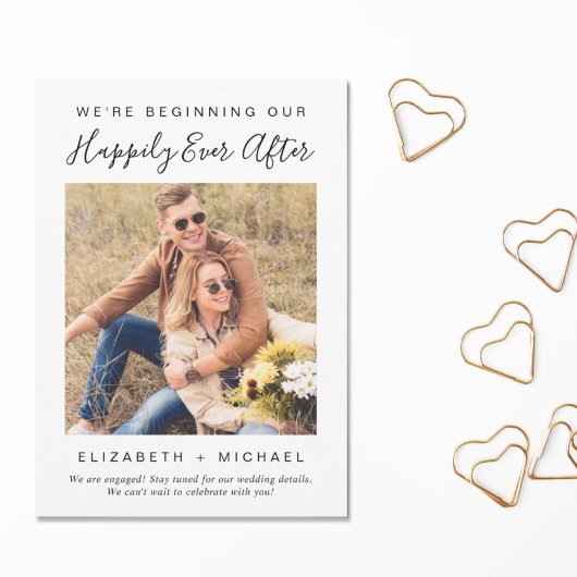 Moderne 'We zijn verloofd' foto aankondiging