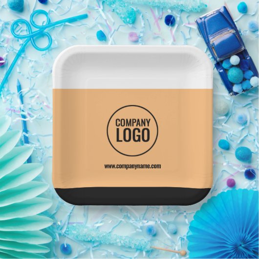 Moderne website Logo van Black Company White Peach Papieren Bordje (Feest)