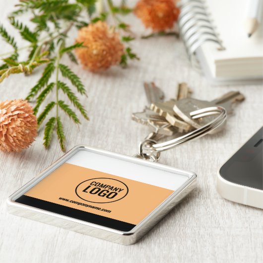 Moderne website Logo van Black Company White Peach Sleutelhanger (Zijkant)