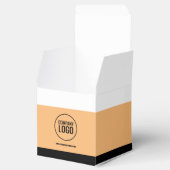 Moderne website met wit perzik zwart bedrijfslogo bedankdoosjes (Geopend)