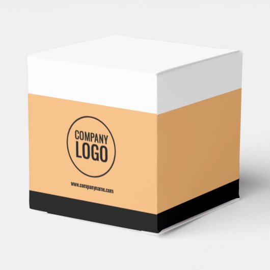 Moderne website met wit perzik zwart bedrijfslogo bedankdoosjes (Achterkant)