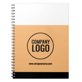 Moderne website met wit perzik zwart bedrijfslogo notitieboek