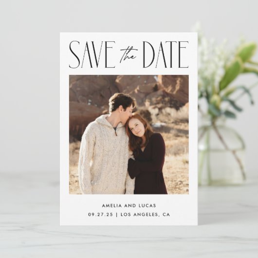 Moderne website QR Code Flat Save the Date Kaart (Staand voorkant)