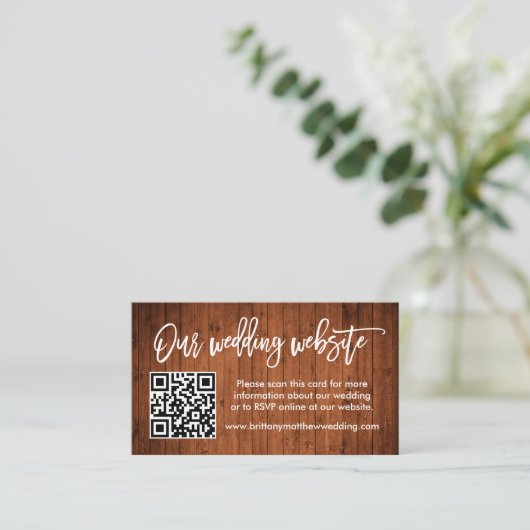 Moderne website QR van het Hout Weddenschap in pen Informatiekaartje (Staand voorkant)