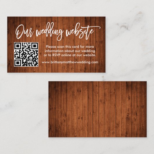 Moderne website QR van het Hout Weddenschap in pen Informatiekaartje (Voorkant / Achterkant)