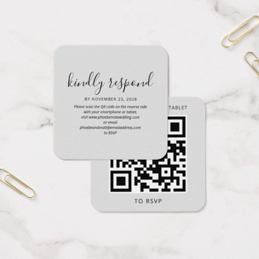 Moderne website voor driedubbele QR-code RSVP brui Vierkante Visitekaartjes (Kantoor)