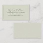 Moderne website voor groene bruiloft met peulzend  visitekaartje (Voorkant / Achterkant)