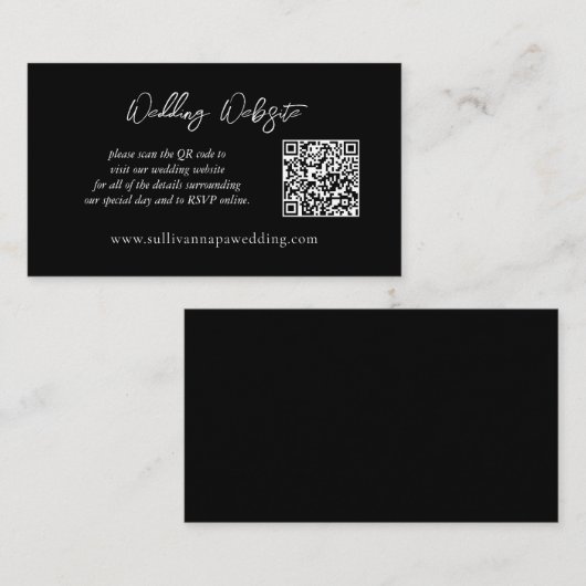 Moderne website voor zwarte en witte bruiloft C Informatiekaartje (Voorkant / Achterkant)