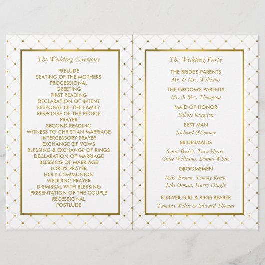 Moderne Weddenprogramma met wit en goudolie-effect (Achterkant)