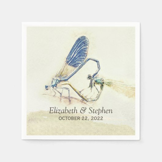 Moderne weddenschap Dragonfly paring Love Heart Sh Servet (Voorkant)