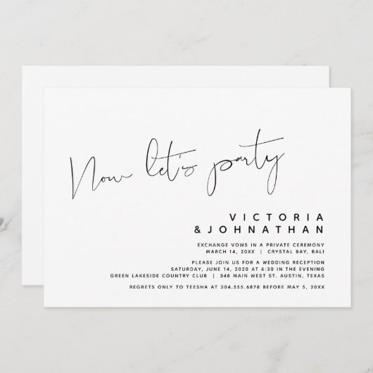 Moderne weddenschap, nu een feest kaart (Voorkant / Achterkant)