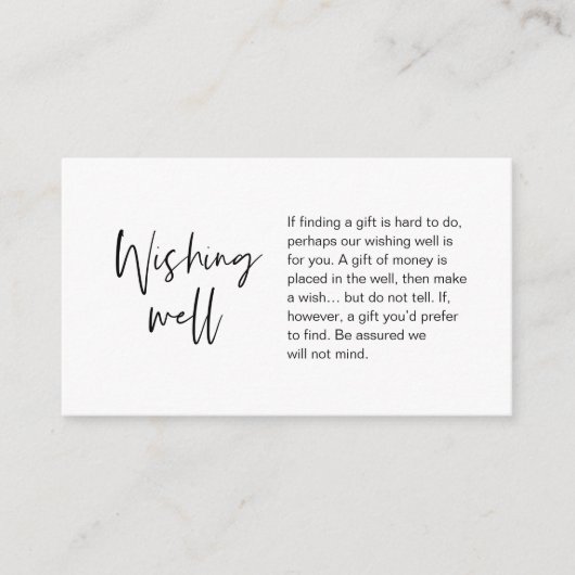 Moderne weddenschappen, goed, geldschenkingen informatiekaartje (Voorkant)