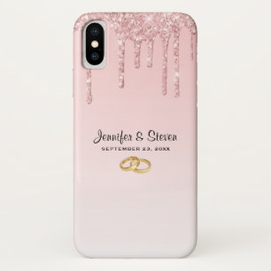 Moderne weddenschapsroze glitter-ritsen Case-Mate iPhone case