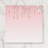 Moderne weddenschapsroze glitter-ritsen en gouden  bedankjes labels (Achterkant)