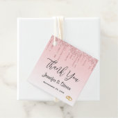 Moderne weddenschapsroze glitter-ritsen en gouden  bedankjes labels (In situ)