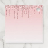 Moderne weddenschapsroze glitter-ritsen en gouden  bedankjes labels (Achterkant)