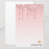 Moderne weddenschapsroze glitter-ritsen en gouden  briefpapier (Voorkant / Achterkant)