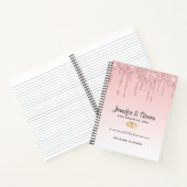 Moderne weddenschapsroze glitter-ritsen en gouden  notitieboek (Binnen)