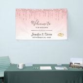 Moderne weddenschapsroze glitter-ritsen en gouden  spandoek (Beurs)