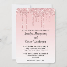 Moderne weddenschapsroze glitter-ritsen kaart