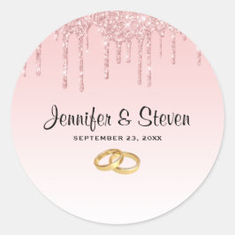 Moderne weddenschapsroze glitter-ritsen ronde sticker