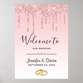 Moderne weddenschapsroze Glitter-ritten welkom Poster