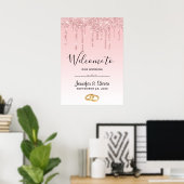 Moderne weddenschapsroze Glitter-ritten welkom Poster (Thuiskantoor)